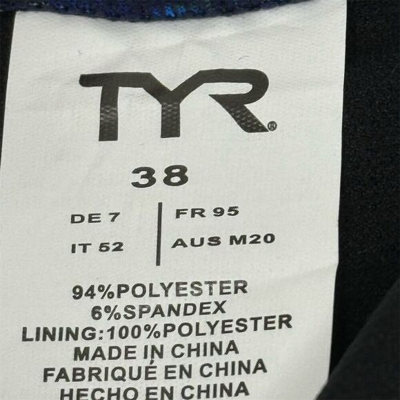 TYR Lambent Racer Swim Brief Men's Navy/Gold Chlorine-Resistant Size 38 - Picture 5 of 5